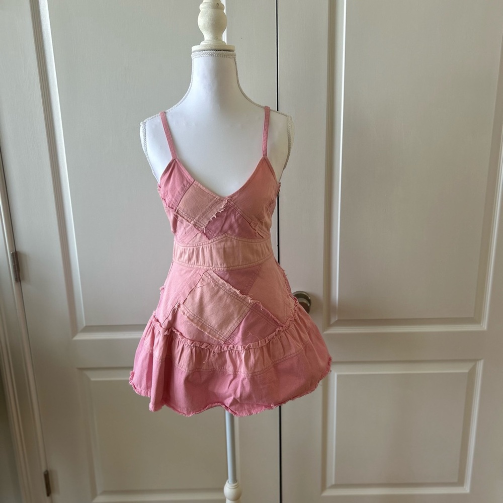 LoveShackFancy Blush Pink Denim Dress